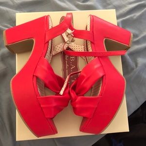 B.A.I.T red faux leather 40s inspired pinup heel
